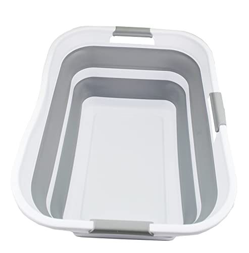 SAMMART 42L Collapsible Plastic Laundry Basket - Foldable Pop Up Storage Container/Organizer - Portable Washing Tub - Space Saving Hamper/Basket