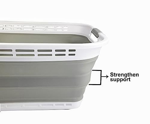 SAMMART 42L Plastic Foldable Laundry Basket - Collapsible, Space Saving, Durable, and Portable Laundry Hamper with Handles, Ideal for Home, Travel, Dorm & Camping