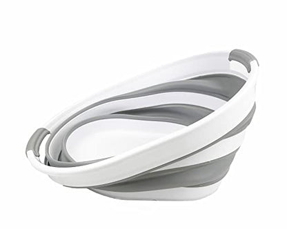SAMMART 23L Collapsible Plastic Laundry Basket - Oval Tub - Foldable Storage Container/Organizer - Portable Washing Tub - Space Saving Laundry Hamper