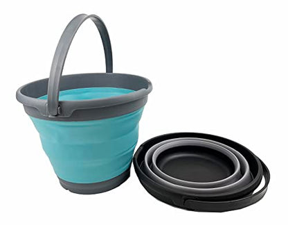 SAMMART 10L Collapsible Plastic Bucket - Foldable Round Tub - Portable Fishing Water Pail - Space Saving Outdoor Waterpot. Size 31cm Dia