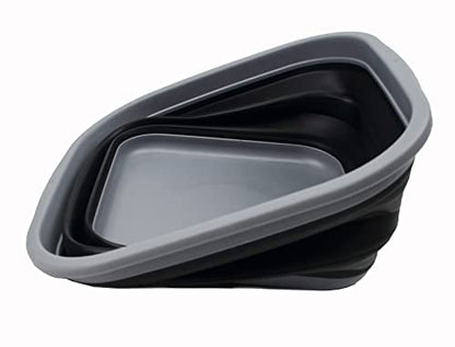 SAMMART 5.5L Collapsible Tub - Foldable Dish Tub - Portable Washing Basin - Space Saving Plastic Washtub (Dark Grey/Black)