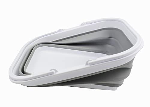 SAMMART Collapsible Basket with Handle (15L Collapsible Basket with Handle (White/Grey))