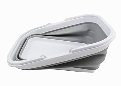 SAMMART Collapsible Basket with Handle (15L Collapsible Basket with Handle (White/Grey))