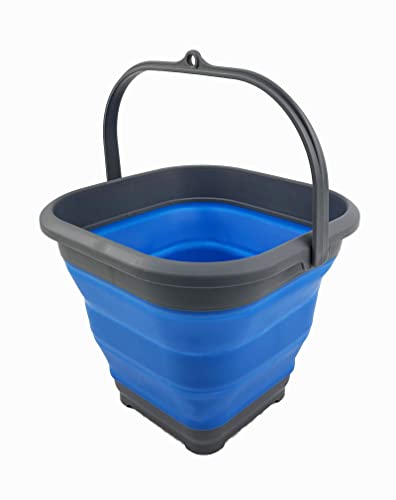 SAMMART 5.5L Collapsible Square Handy Bucket/Foldable Square Water Pail/Portable Tub with Handle