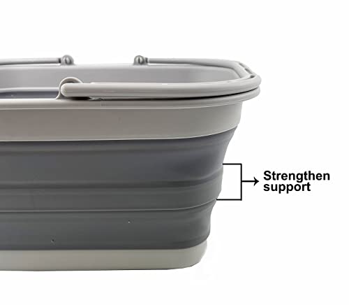 SAMMART 12L Collapsible Tub with Handle - Portable Outdoor Picnic Basket/Crater - Foldable Shopping Bag - Space Saving Storage Container