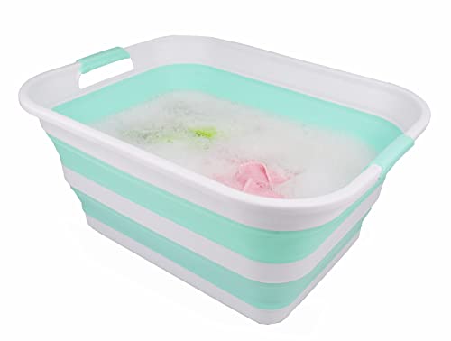 SAMMART Collapsible Plastic Laundry Basket - Foldable Pop Up Storage Container/Organizer - Portable Washing Tub - Space Saving Hamper/Basket