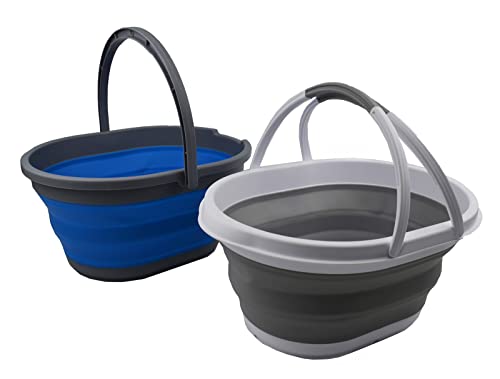 SAMMART 11L Collapsible Basket with Handle - Portable Outdoor Picnic Basket/Crater - Foldable Shopping Bag - Space Saving Storage Container