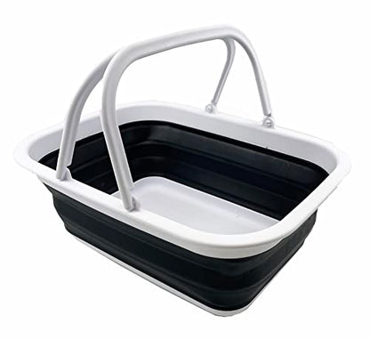 SAMMART 9.2L Collapsible Tub with Handle - Foldable Outdoor Picnic Basket/Crater/Container - Portable Shopping Bag - Space Saving Storage Container