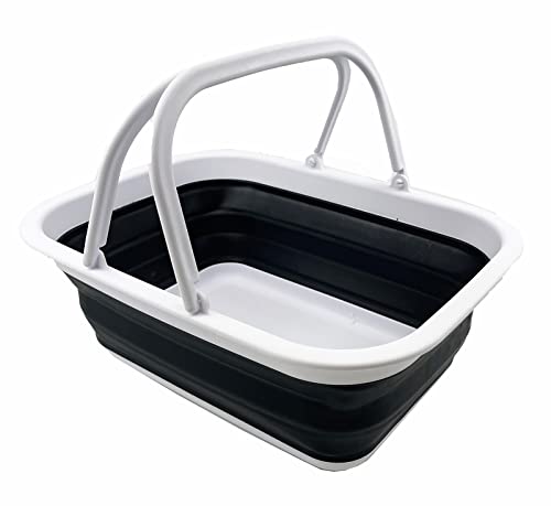 SAMMART 9.2L Collapsible Tub with Handle - Foldable Outdoor Picnic Basket/Crater/Container - Portable Shopping Bag - Space Saving Storage Container