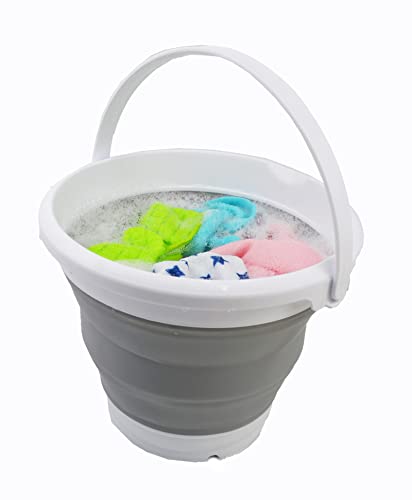 SAMMART 5.5L Collapsible Plastic Bucket - Foldable Round Tub - Portable Fishing Water Pail - Space Saving Outdoor Waterpot