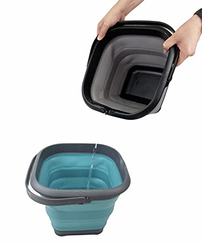 SAMMART 8.5L Collapsible Square Handy Bucket/Foldable SquareWater Pail/Portable Tub with Handle. Size 31cm (Square)