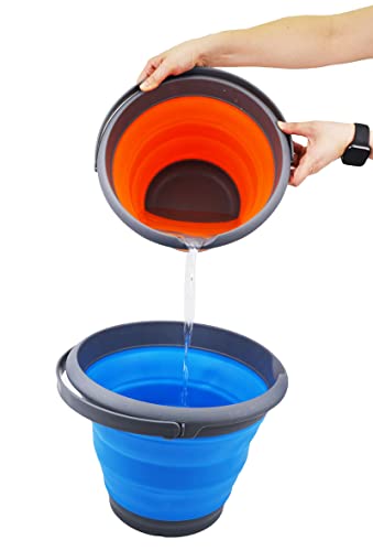 SAMMART 8.5L Collapsible Plastic Bucket - Foldable Round Tub - Portable Fishing Water Pail - Space Saving Outdoor Waterpot. Size 31cm Dia