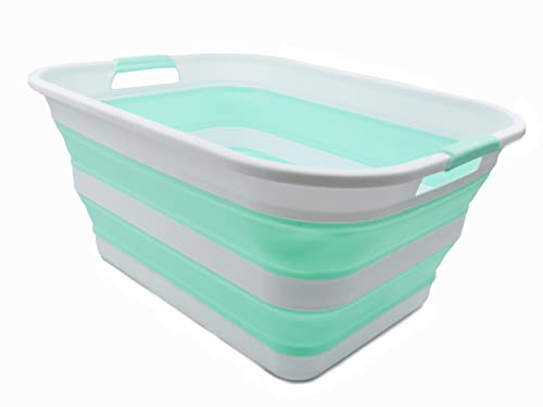 SAMMART Collapsible Plastic Laundry Basket - Foldable Pop Up Storage Container/Organizer - Portable Washing Tub - Space Saving Hamper/Basket