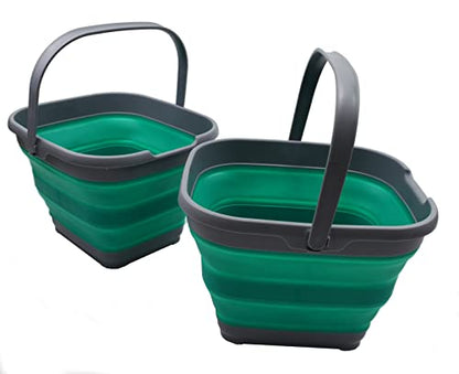 SAMMART 10L Set of 2 Collapsible Plastic Rectangular Handy Basket/Bucket