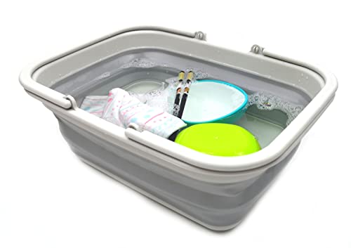 SAMMART 9.2L Collapsible Tub with Handle - Portable Outdoor Picnic Basket/Crater - Foldable Shopping Bag - Space Saving Storage Container