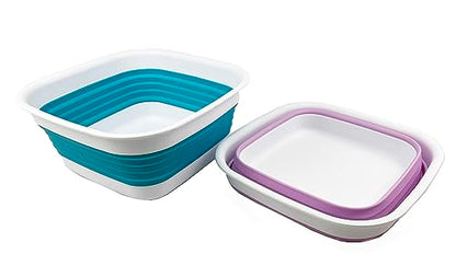 SAMMART 8L Collapsible Tub - Foldable Dish Tub - Portable Washing Basin - Space Saving Plastic Washtub