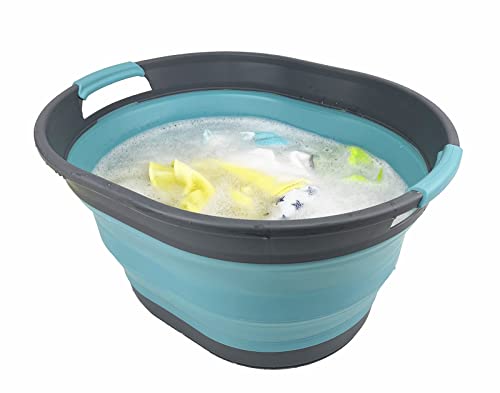 SAMMART 23L (6 Gallons) Collapsible Plastic Laundry Basket - Oval Tub - Foldable Storage Container/Organizer - Portable Washing Tub - Space Saving Laundry Hamper
