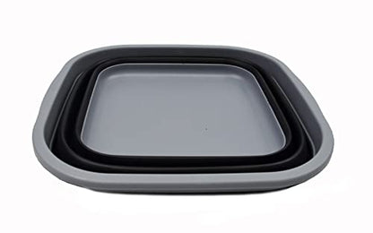 SAMMART 5.5L Collapsible Tub - Foldable Dish Tub - Portable Washing Basin - Space Saving Plastic Washtub (Dark Grey/Black)