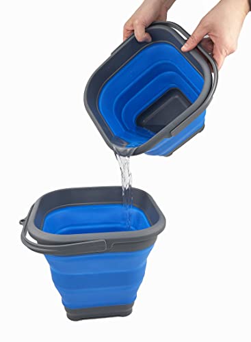 SAMMART 5.5L Collapsible Square Handy Bucket/Foldable Square Water Pail/Portable Tub with Handle