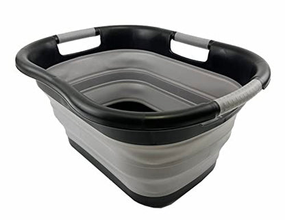 SAMMART 30L Collapsible Plastic Laundry Basket - Foldable Pop Up Storage Container/Organizer - Portable Washing Tub - Space Saving Hamper/Basket