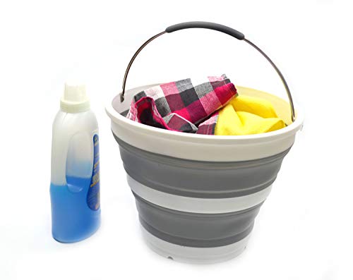 SAMMART 2 pcs Set : 36L Collapsible Plastic Laundry Basket & 10L Collapsible Bucket