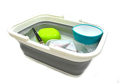 SAMMART 9.2L & 19L Collapsible Tub with Handle - Portable Outdoor Picnic Basket/Crater - Foldable Shopping Bag - 2 Pieces