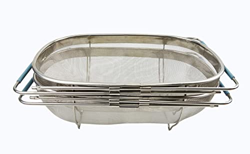 SAMMART Expandable Over The Sink Oval Colander/Mesh Strainer Basket