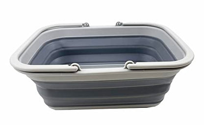SAMMART 9.2L Collapsible Tub with Handle - Portable Outdoor Picnic Basket/Crater - Foldable Shopping Bag - Space Saving Storage Container