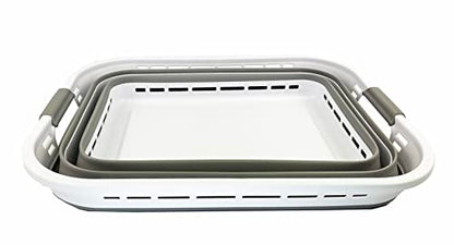 SAMMART Collapsible Laundry Basket (42L Collapsible Laundry Basket with Holes (White/Grey))