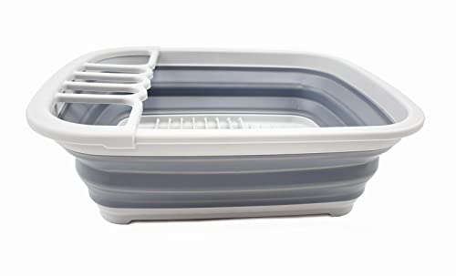 SAMMART 8L Collapsible Plastic Dish Drainer-Foldable Drying Rack-Portable Dinnerware Organizer-Space Saving Kitchen Storage Tray.