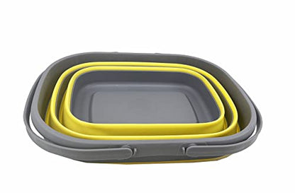 SAMMART 17L (4.5 Gallon) Collapsible Basket with Handle - Portable Outdoor Picnic Basket/Crater - Foldable Shopping Bag - Space Saving Storage Container