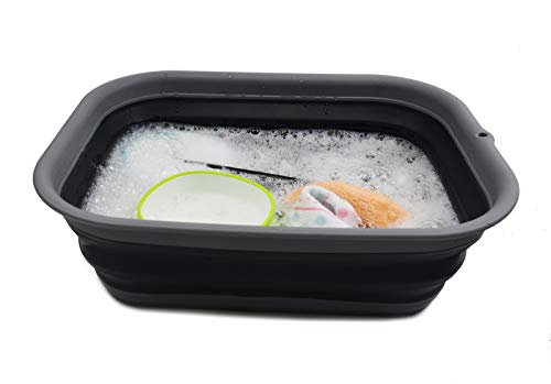 SAMMART 12L Collapsible Tub - Foldable Dish Tub - Portable Washing Basin - Space Saving Plastic Washtub