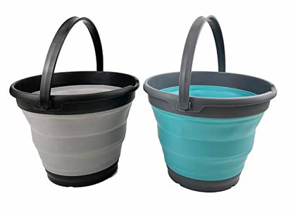 SAMMART 10L Collapsible Plastic Bucket - Foldable Round Tub - Portable Fishing Water Pail - Space Saving Outdoor Waterpot. Size 31cm Dia