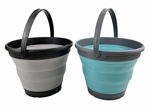 SAMMART 10L Collapsible Plastic Bucket - Foldable Round Tub - Portable Fishing Water Pail - Space Saving Outdoor Waterpot. Size 31cm Dia