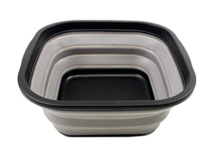 SAMMART 5.5L Collapsible Tub - Foldable Dish Tub - Portable Washing Basin - Space Saving Plastic Washtub (Black/Alloy Grey)