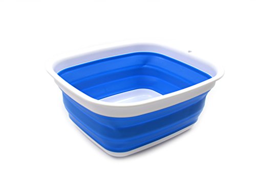 SAMMART 7.7L Collapsible Tub - Foldable Dish Tub - Portable Washing Basin - Space Saving Plastic Washtub