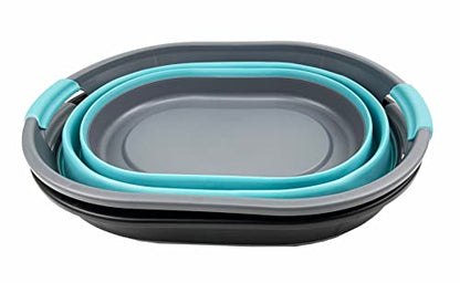 SAMMART 28L Oval Collapsible Plastic Laundry Basket - Foldable Pop Up Storage Container/Organizer - Portable Washing Tub - Space Saving Hamper/Basket