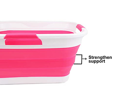 SAMMART 30L(8 gallon) Collapsible Plastic Laundry Basket - Foldable Pop Up Storage Container/Organizer - Space Saving Hamper/Basket - Water Capacity 24L(6.3 gallon)