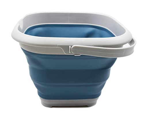 SAMMART 8.5L Collapsible Square Handy Bucket/Foldable SquareWater Pail/Portable Tub with Handle. Size 31x31cm