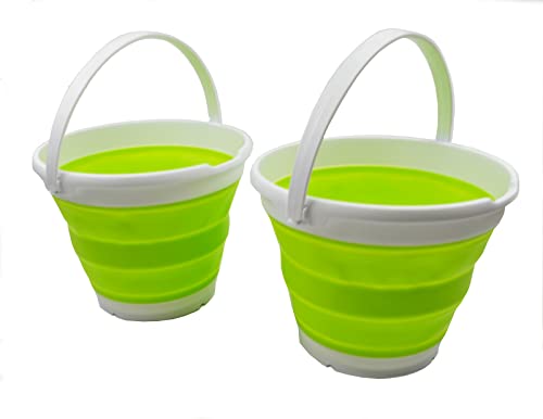 SAMMART 10L (2.6 Gallon) Set of 2 Collapsible Plastic Bucket - Foldable Round Tub - Portable Fishing Water Pail - Space Saving Outdoor Waterpot. Size 31cm dia