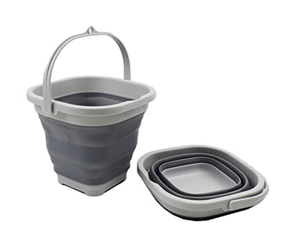 SAMMART 2.6L Super Mini Sqare Collapsible Plastic Bucket - Foldable Square Tub - Portable Fishing Water Pail - Space Saving Outdoor Waterpot