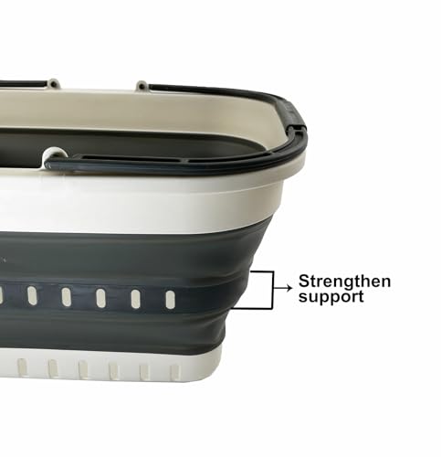 SAMMART 26L Collapsible Plastic Laundry Basket with Handle-Foldable Pop Up Storage Basket with handle