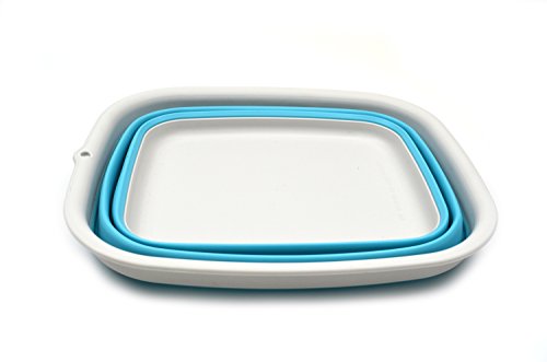 SAMMART 9.45L Collapsible Tub - Foldable Dish Tub - Portable Washing Basin - Space Saving Plastic Washtub