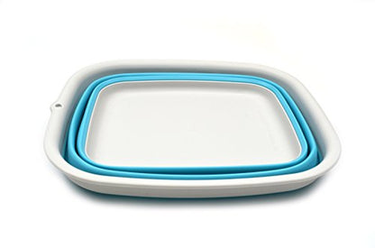 SAMMART 9.45L Collapsible Tub - Foldable Dish Tub - Portable Washing Basin - Space Saving Plastic Washtub
