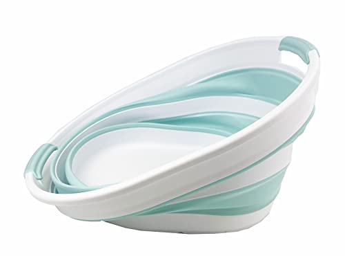 SAMMART 23L Collapsible Plastic Laundry Basket - Oval Tub - Foldable Storage Container/Organizer - Portable Washing Tub - Space Saving Laundry Hamper