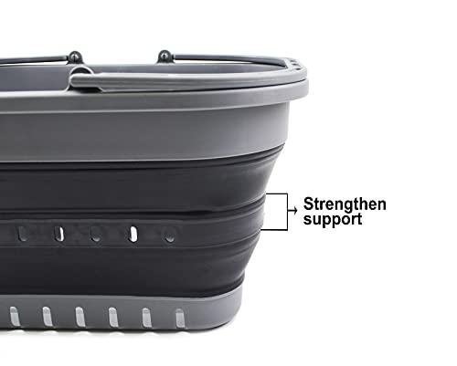 SAMMART 19L Collapsible Tub with Handle - Portable Outdoor Picnic Basket/Crater - Foldable Shopping Bag - Space Saving Storage Container