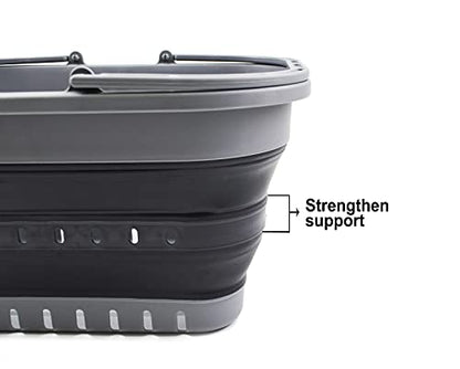 SAMMART 19L Collapsible Tub with Handle - Portable Outdoor Picnic Basket/Crater - Foldable Shopping Bag - Space Saving Storage Container