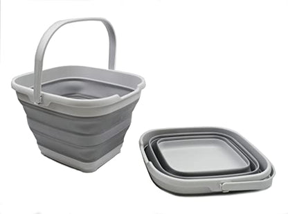 SAMMART 10L Collapsible Rectangular Handy Basket/Bucket (Grey)