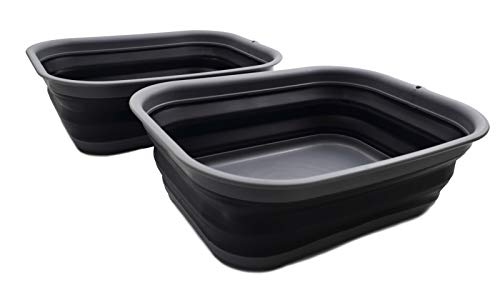 SAMMART 12L Collapsible Tub - Foldable Dish Tub - Portable Washing Basin - Space Saving Plastic Washtub