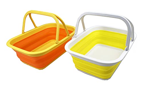 SAMMART 9.2L Collapsible Tub with Handle - Portable Outdoor Picnic Basket/Crater - Foldable Shopping Bag - Space Saving Storage Container